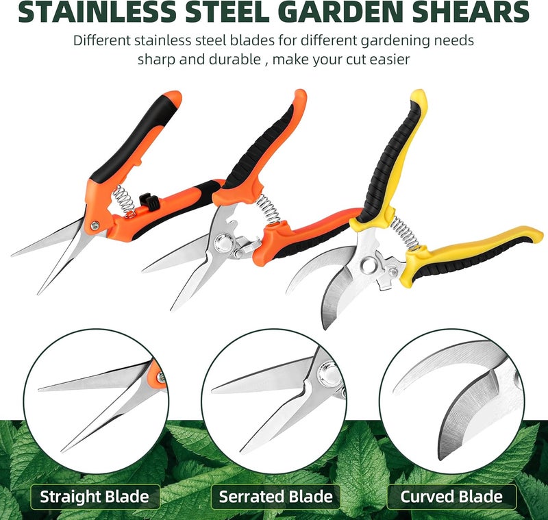 EWPJDK 3 Pack Garden Pruning Shears, Stainless Steel Shears, Gardening Shears, Scissors, Garden Clippers, Pruning Snips, Pruning Shears for Gardening Tools - Image 2